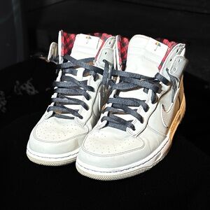Nike White and Gray High-Top Sneakers
